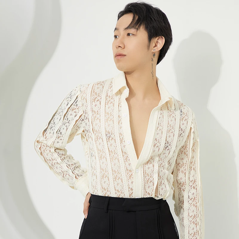 Fashion Men'S Latin Dance Top Sexy Lace Ballroom Dance Shirt Male Modern Dancing Top Stage Performance Practice Wear SL8664
Fashion Men'S Latin Dance Top Sexy Lace Ballroom Dance Shirt Male Modern Dancing Top Stage Performance Practice Wear SL8664