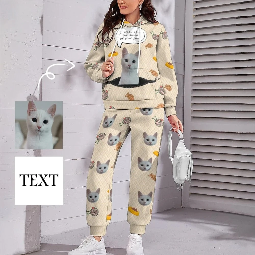 Custom Pet Face&Text Fish Yarn Women's All Over Print Hoodie Sweatpant Set Personalized Face Women Loose Hoodie Custom Top Outfi
Custom Pet Face&Text Fish Yarn Women's All Over Print Hoodie Sweatpant Set Personalized Face Women Loose Hoodie Custom Top Outfi