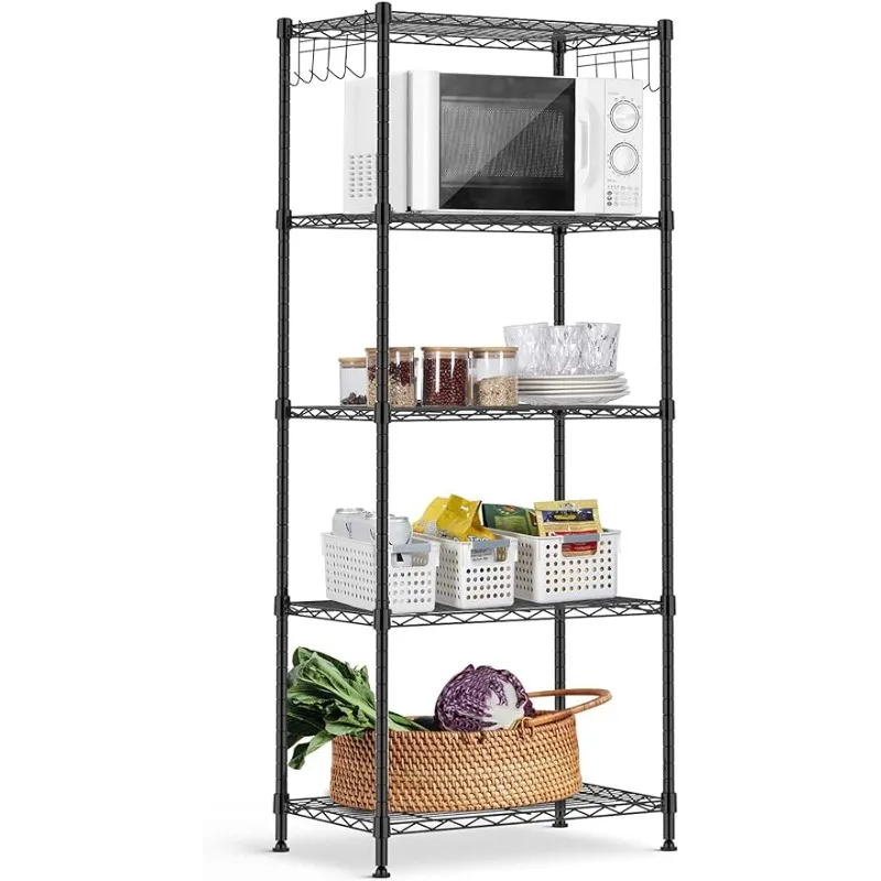 

5 Tier Storage Heavy Duty Metal Storage Shelf Wire Rack Shelving Adjustable Kitchen Shelf Garage Pantry (23.2x13.4x59.1in)