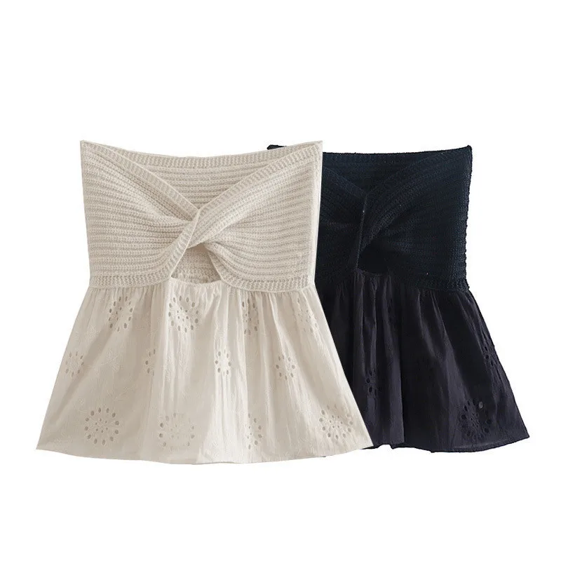 Traf Blouse Summer Women's Sexy Hollow Out Embroidery Patchwork Knitting Short Smock Female Cross Hole Shirt Chic Blusas Tops
Traf Blouse Summer Women's Sexy Hollow Out Embroidery Patchwork Knitting Short Smock Female Cross Hole Shirt Chic Blusas Tops
