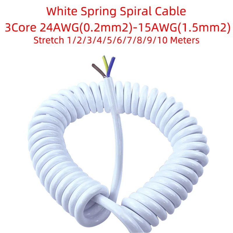 3Core White Spring Spiral Cable Telescopic 24/22/20/18/17/15AWGWire Stretch1to10 Meters Stretchable Wire Shrinkable Cable
3Core White Spring Spiral Cable Telescopic 24/22/20/18/17/15AWGWire Stretch1to10 Meters Stretchable Wire Shrinkable Cable