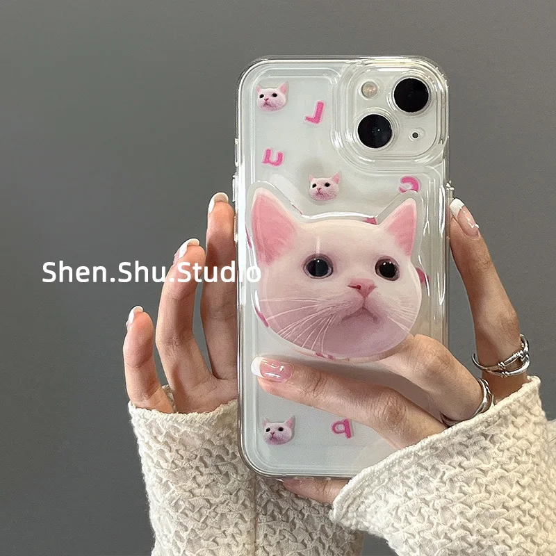 3D Cat Cute Bracket Phone Case For iPhone 13 12 11 Pro Max XS Max X XR 12 Pro Max Soft Transparent Cover Stand Holder Funda
3D Cat Cute Bracket Phone Case For iPhone 13 12 11 Pro Max XS Max X XR 12 Pro Max Soft Transparent Cover Stand Holder Funda