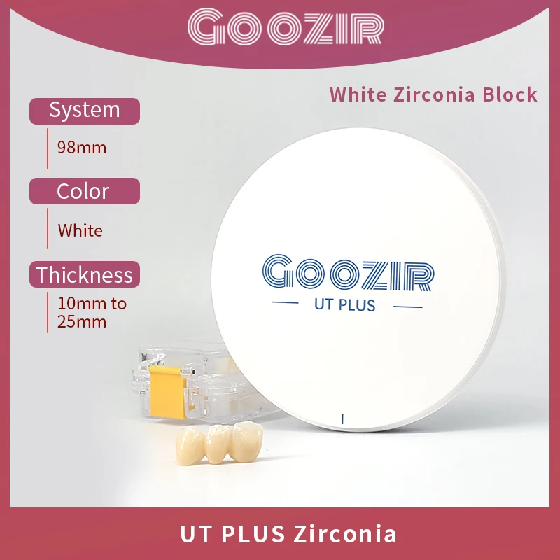 

GOOZIR 98mm UT White zirconia Dental Materials Ultra Translucent 16colors CAD CAM System Block Dental Block Factory Price