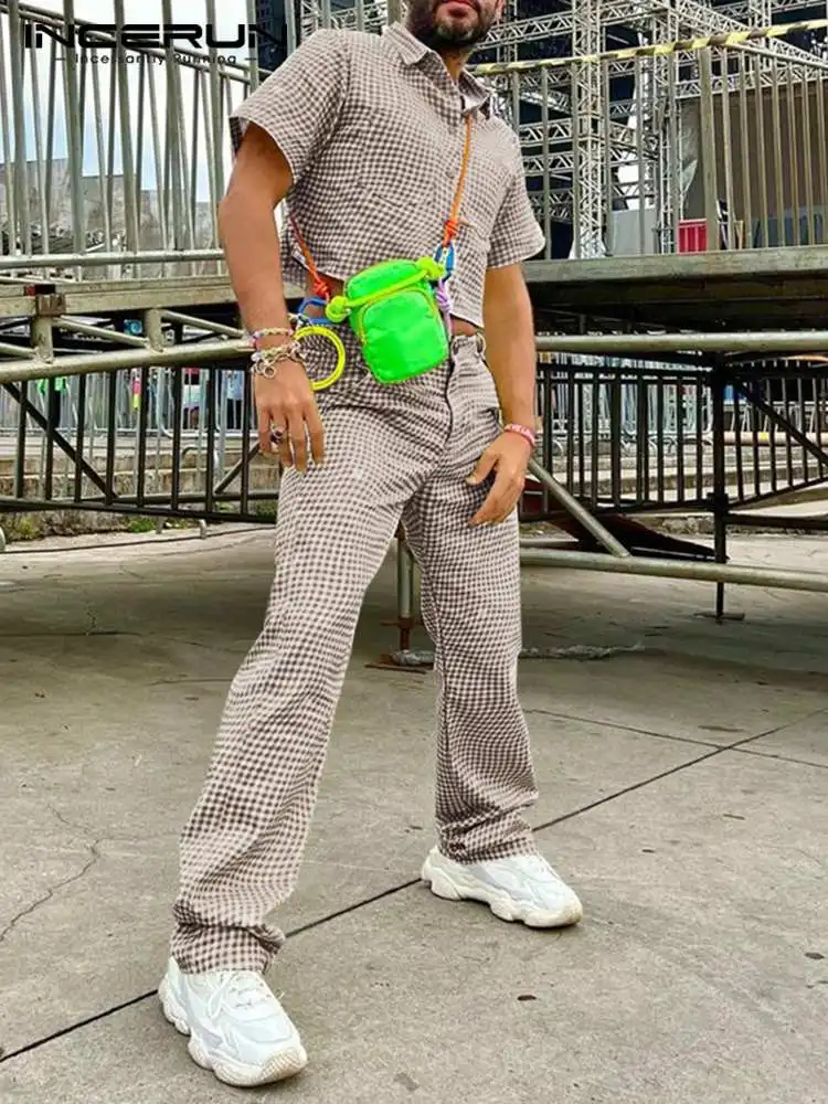 INCERUN Fashion Men Sets Plaid Streetwear Summer Lapel Short Sleeve Crop Shirt & Straight Pants 2PCS 2022 Men Casual Suits S-5XL
INCERUN Fashion Men Sets Plaid Streetwear Summer Lapel Short Sleeve Crop Shirt & Straight Pants 2PCS 2022 Men Casual Suits S-5XL