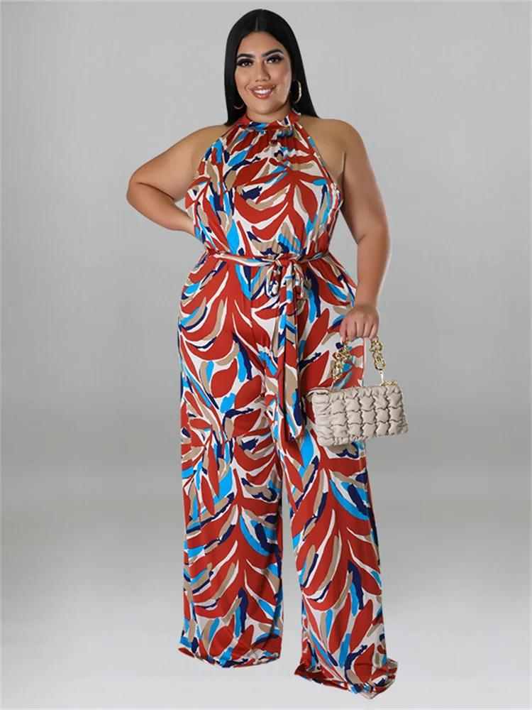 Perl Plus Size Women Jumpsuit Summer Clothes Sleeveless Printed V Neck with Belt Wide Leg Bodysuit 2022 Wholesale Dropshipping
Perl Plus Size Women Jumpsuit Summer Clothes Sleeveless Printed V Neck with Belt Wide Leg Bodysuit 2022 Wholesale Dropshipping