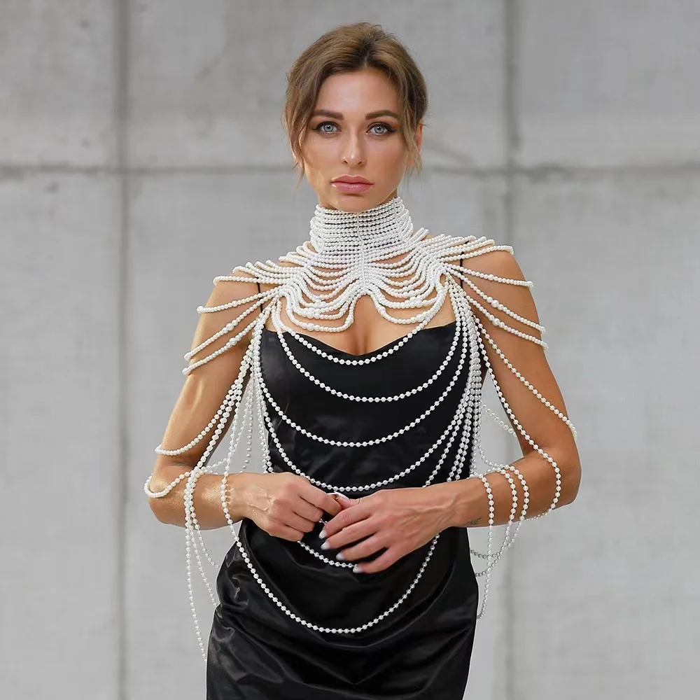 Luxury Pearl Body Chain Tassel Hand bead large Big Necklace Fashion Party Dress Pearl Shawl Shoulder Chain Jewelry
Luxury Pearl Body Chain Tassel Hand bead large Big Necklace Fashion Party Dress Pearl Shawl Shoulder Chain Jewelry