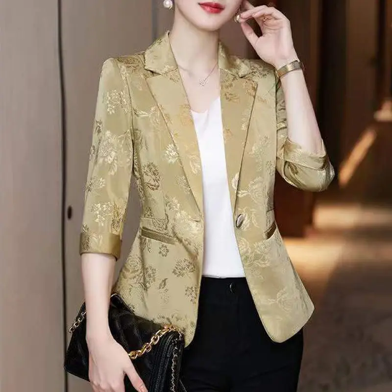 Spring Autumn Vintage Print Button Slim Casual Blazer Women Clothing Elegant Fashion Long Sleeve Suit Coat Female Jacket Q61
Spring Autumn Vintage Print Button Slim Casual Blazer Women Clothing Elegant Fashion Long Sleeve Suit Coat Female Jacket Q61