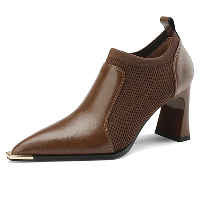 Женские классические туфли ENMAYER, однотонные туфли из натуральной кожи на толстом высоком каблуке, классические туфли-лодочки, новинка 2023
Женские классические туфли ENMAYER, однотонные туфли из натуральной кожи на толстом высоком каблуке, классические туфли-лодочки, новинка 2023