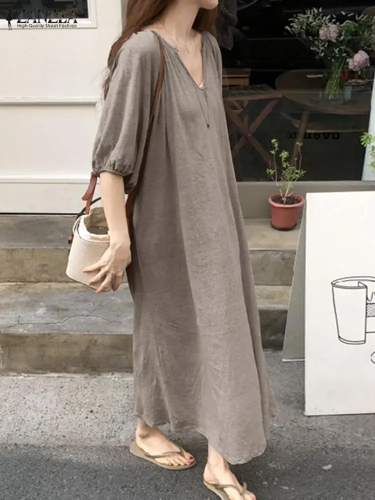 Spring V Neck Long Sleeve Holiday Party Sundress ZANZEA Women Elegant Solid Dress Casual Loose Maxi Vestidos Robe Femme Oversize
Spring V Neck Long Sleeve Holiday Party Sundress ZANZEA Women Elegant Solid Dress Casual Loose Maxi Vestidos Robe Femme Oversize