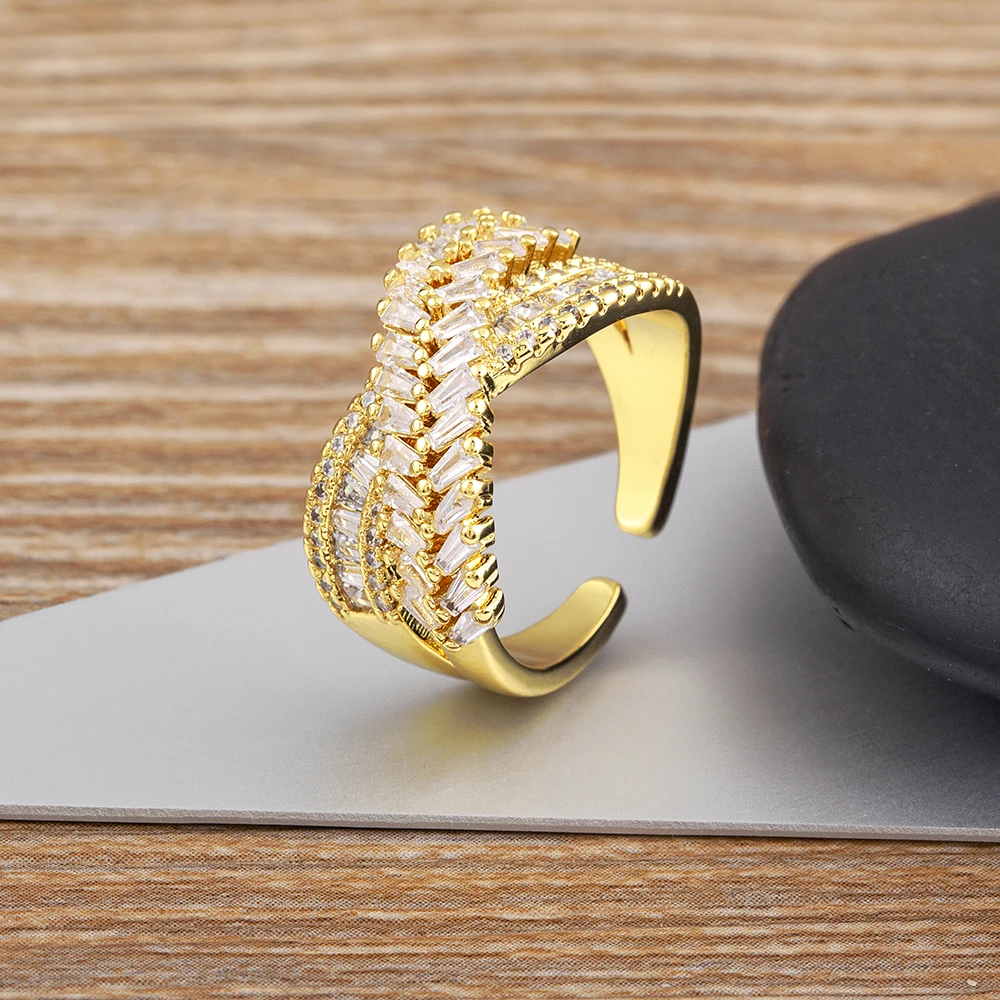 AIBEF New Design X shape Cross Gold Color Ring for Women Fashion Micro Paved CZ Crystal Rings Adjustable Trendy Jewelry Gift
AIBEF New Design X shape Cross Gold Color Ring for Women Fashion Micro Paved CZ Crystal Rings Adjustable Trendy Jewelry Gift