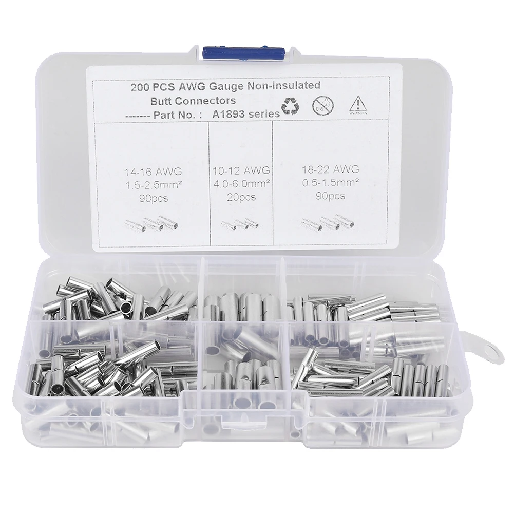 200pcs Splicing Non Insulated Crimp Terminal Kit DIY Wire Ferrule Rolled Electrician Butt Connector Boat Car Accessory Tube
200pcs Splicing Non Insulated Crimp Terminal Kit DIY Wire Ferrule Rolled Electrician Butt Connector Boat Car Accessory Tube