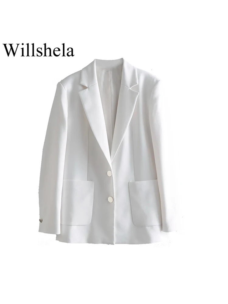 Willshela Women Fashion With Pockets Solid Single Breasted Blazer Vintage Long Sleeves Notched Neck Female Office Lady Outfits
Willshela Women Fashion With Pockets Solid Single Breasted Blazer Vintage Long Sleeves Notched Neck Female Office Lady Outfits