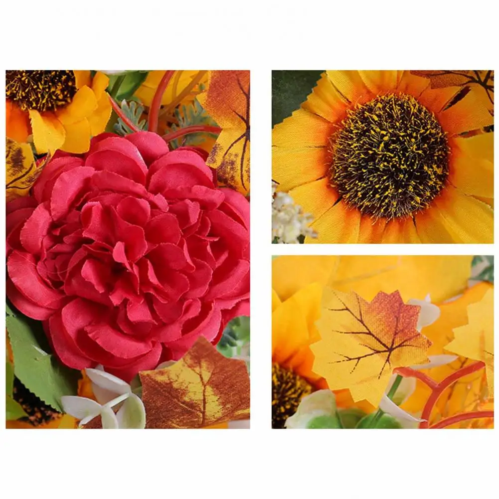 Colorful Artificial Wreath Harvest Festival Maple Leaves Sunflower Wreath Artificial Autumn Decoration for Front for Holiday 
Colorful Artificial Wreath Harvest Festival Maple Leaves Sunflower Wreath Artificial Autumn Decoration for Front for Holiday