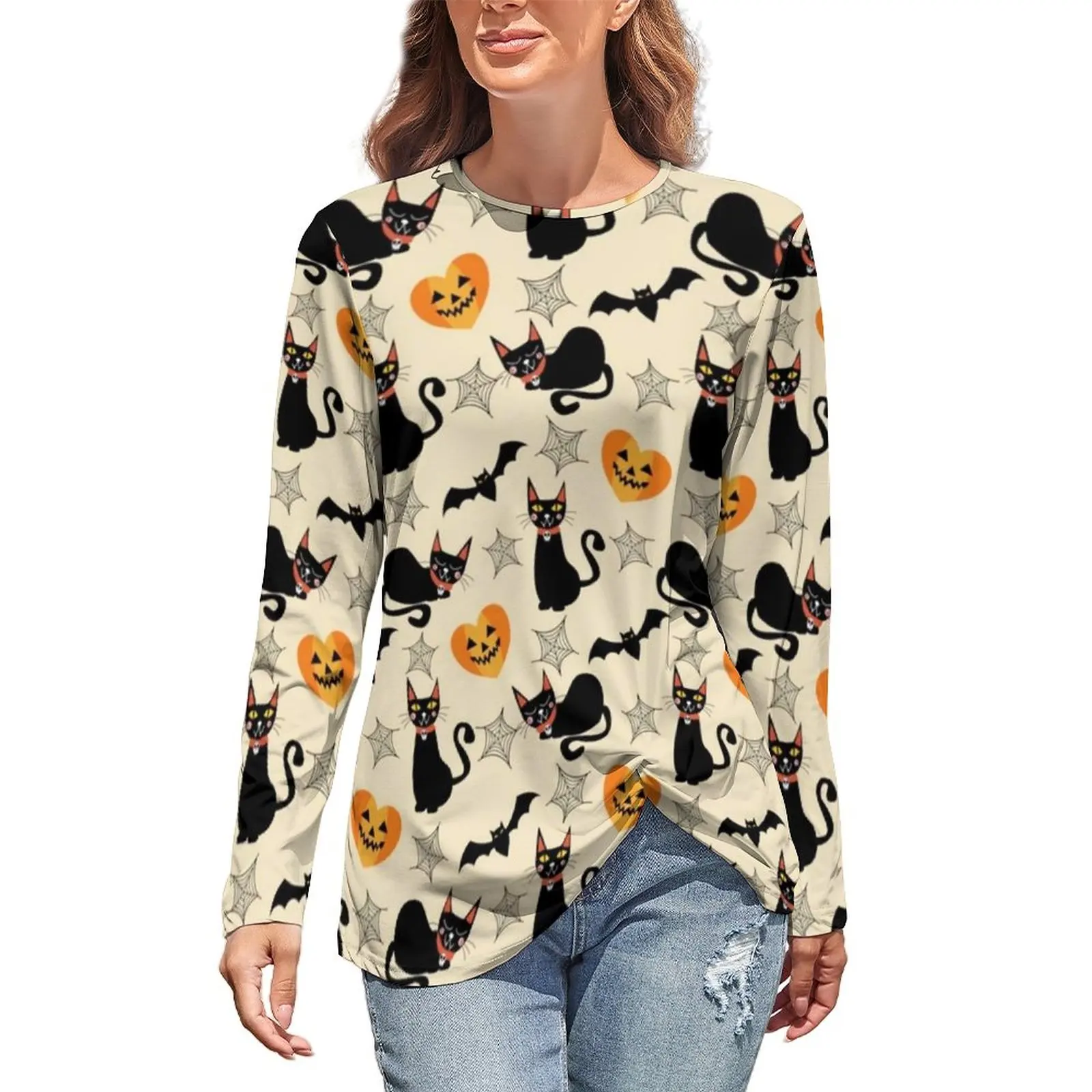 Halloween T Shirt Cat Long Sleeves Chic Autumn Tee Shirt Girls Custom Top Shirts
Halloween T Shirt Cat Long Sleeves Chic Autumn Tee Shirt Girls Custom Top Shirts