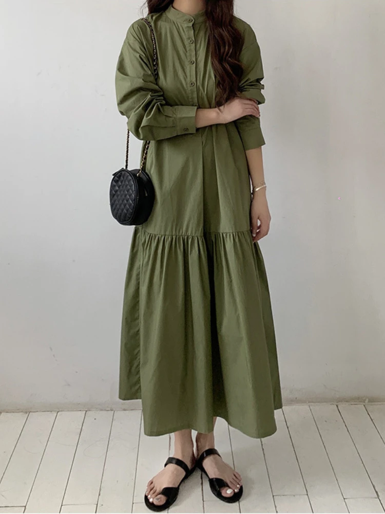 Dresses for Women 2023 New Spring Autumn LOOSE Long Dresses Korean Style Shirt Dress Solid Knee-Length Fashionable Ruffled Robe
Dresses for Women 2023 New Spring Autumn LOOSE Long Dresses Korean Style Shirt Dress Solid Knee-Length Fashionable Ruffled Robe
