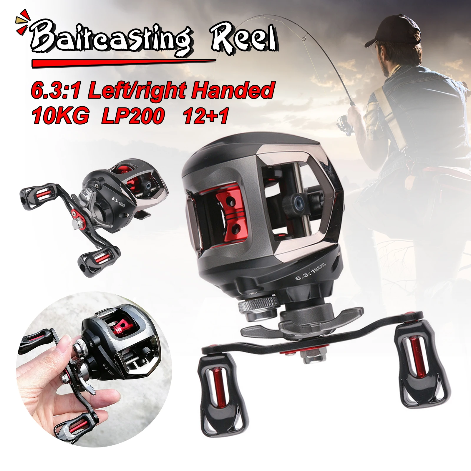 Baitcasting Reel Lightweight Fishing Reel 10KG Max Drag 6.3:1 Ratio Adjustable Magnetic Brake System Saltwater Freshwater Reel
Baitcasting Reel Lightweight Fishing Reel 10KG Max Drag 6.3:1 Ratio Adjustable Magnetic Brake System Saltwater Freshwater Reel