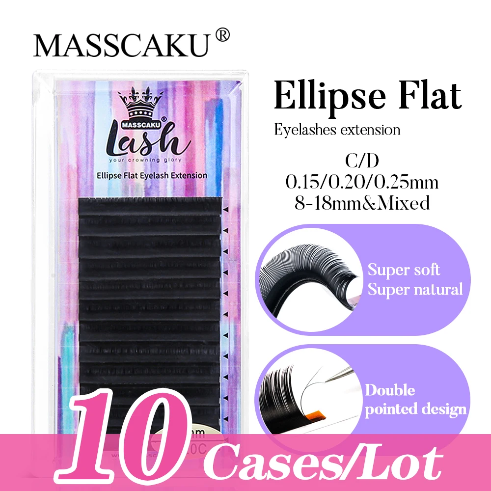 MASSCAKU 10 Pcs/lot Matte Black Ellipse Flat Eyelash Extensions Softer And More Comfortable Eyelash Extensions For Beauty Sa
MASSCAKU 10 Pcs/lot Matte Black Ellipse Flat Eyelash Extensions Softer And More Comfortable Eyelash Extensions For Beauty Sa
