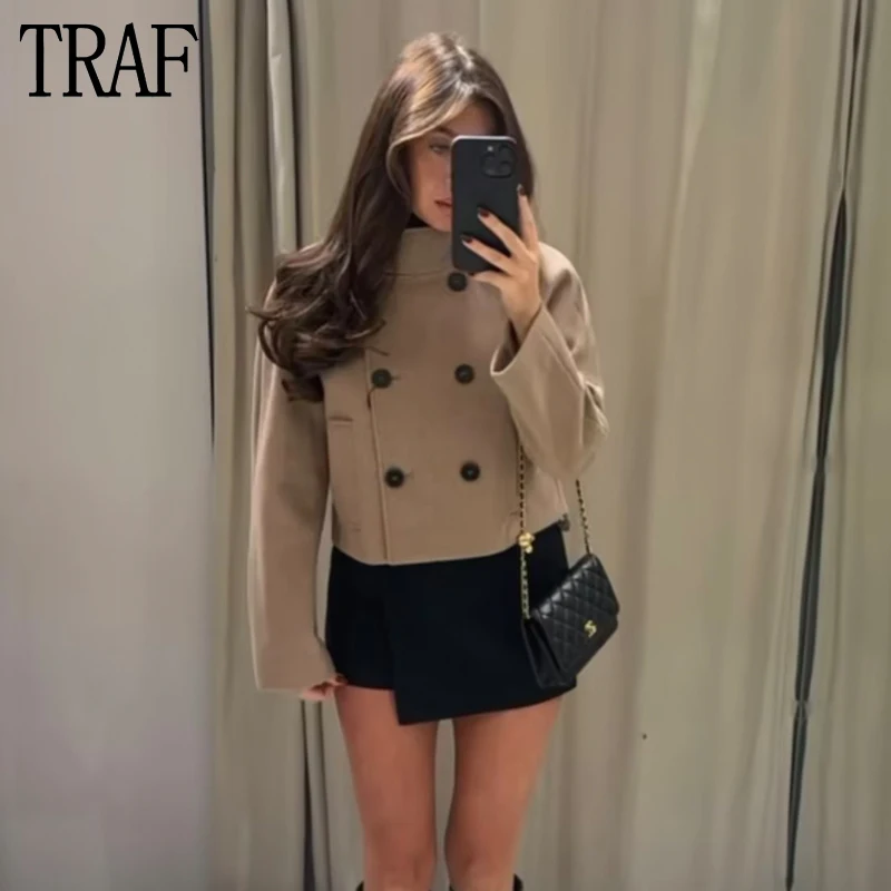TRAF 2023 Cropped Jackets for Women Double Breasted Short Coats Women Long Sleeve Soft Jacket Women Streetwear Turtleneck Coats
TRAF 2023 Cropped Jackets for Women Double Breasted Short Coats Women Long Sleeve Soft Jacket Women Streetwear Turtleneck Coats