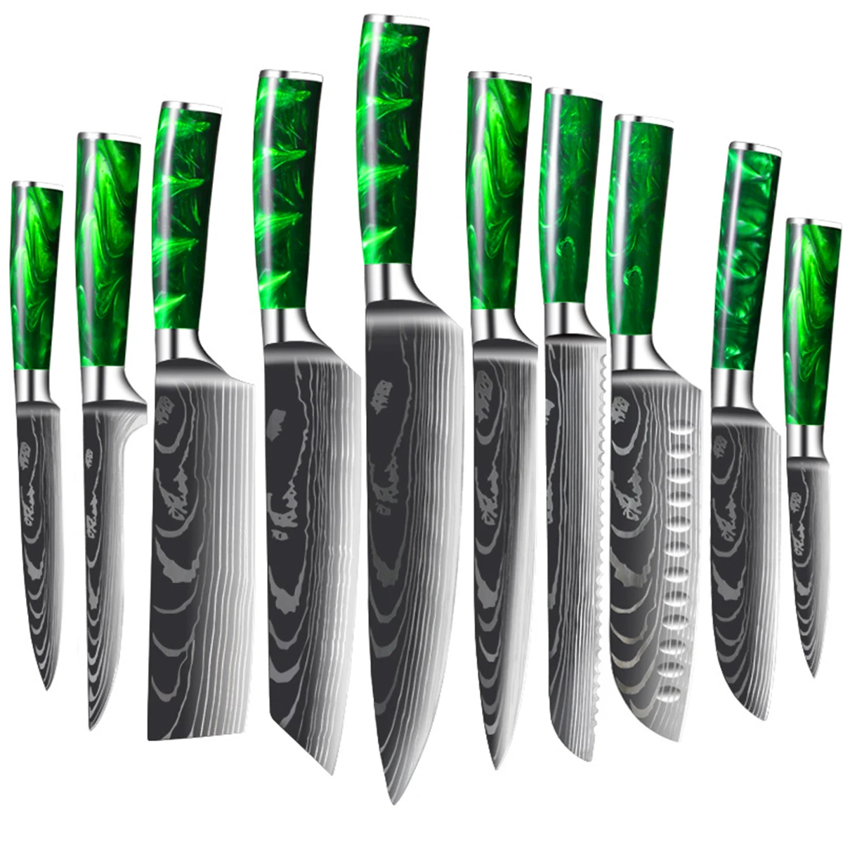 Stainless Steel Chef's Knife Set Damascus Laer Pattern Resin Handle Kitchen Knife Meat Vegetable Cutter Cooking Knives Set
Stainless Steel Chef's Knife Set Damascus Laer Pattern Resin Handle Kitchen Knife Meat Vegetable Cutter Cooking Knives Set