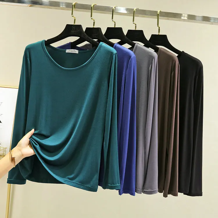 Spring and Autumn 2023 Modal Cotton Round Neck Long Sleeve T-shirt Women's Slim Versatile Underlay Solid Autumn Top Women
Spring and Autumn 2023 Modal Cotton Round Neck Long Sleeve T-shirt Women's Slim Versatile Underlay Solid Autumn Top Women