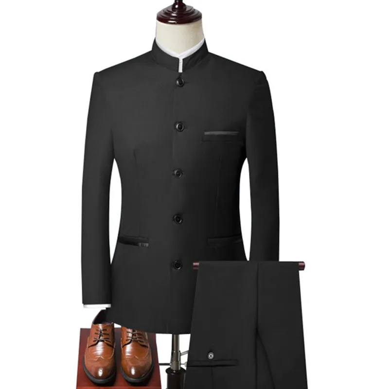 Men's Stand Collar Chinese Style Slim Fit Two Piece Suit Set Male Zhong Shan Blazer Jacket Coat Pants Trousers 2 Pcs
Men's Stand Collar Chinese Style Slim Fit Two Piece Suit Set Male Zhong Shan Blazer Jacket Coat Pants Trousers 2 Pcs