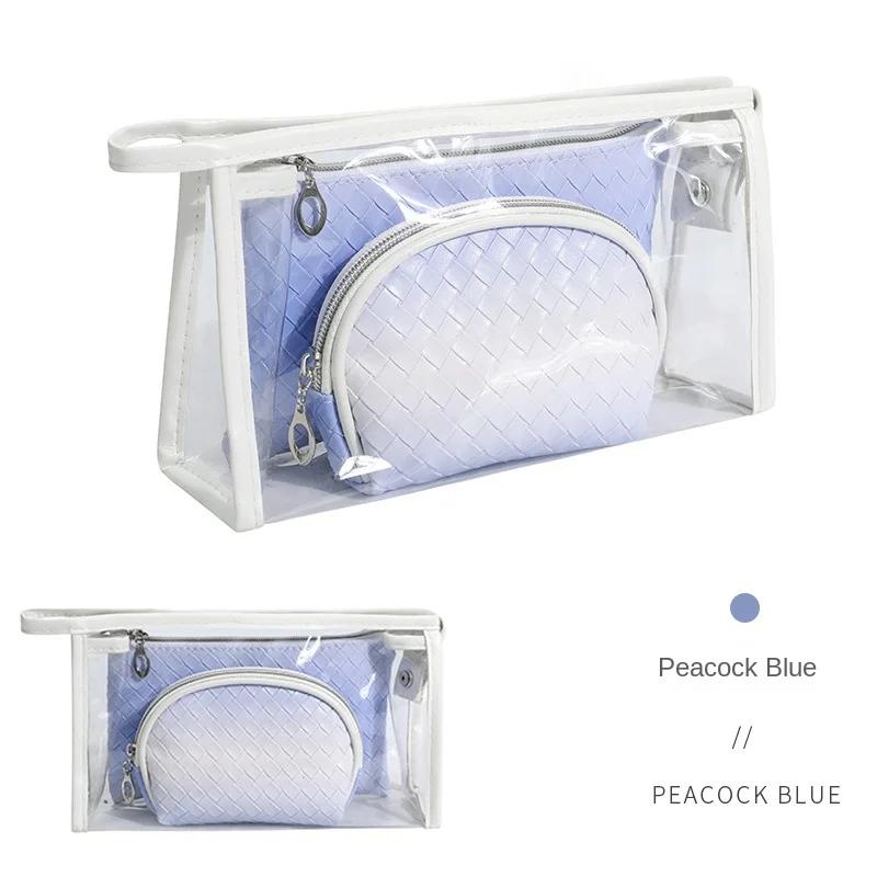 Cosmetic Bags for Women Woven Pattern Three Piece Set Travel Storage Bags Waterproof Toiletries Organizer Makeup Pouch PVC Cases 
Cosmetic Bags for Women Woven Pattern Three Piece Set Travel Storage Bags Waterproof Toiletries Organizer Makeup Pouch PVC Cases