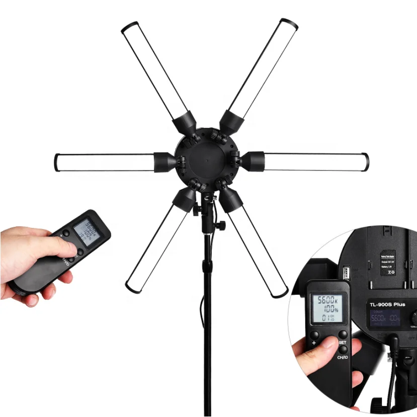 dimmer studio light 6 tubes bicolor 3200-5600K fill light 60W LCD display battery supply camera lighting equipment for shooting
dimmer studio light 6 tubes bicolor 3200-5600K fill light 60W LCD display battery supply camera lighting equipment for shooting