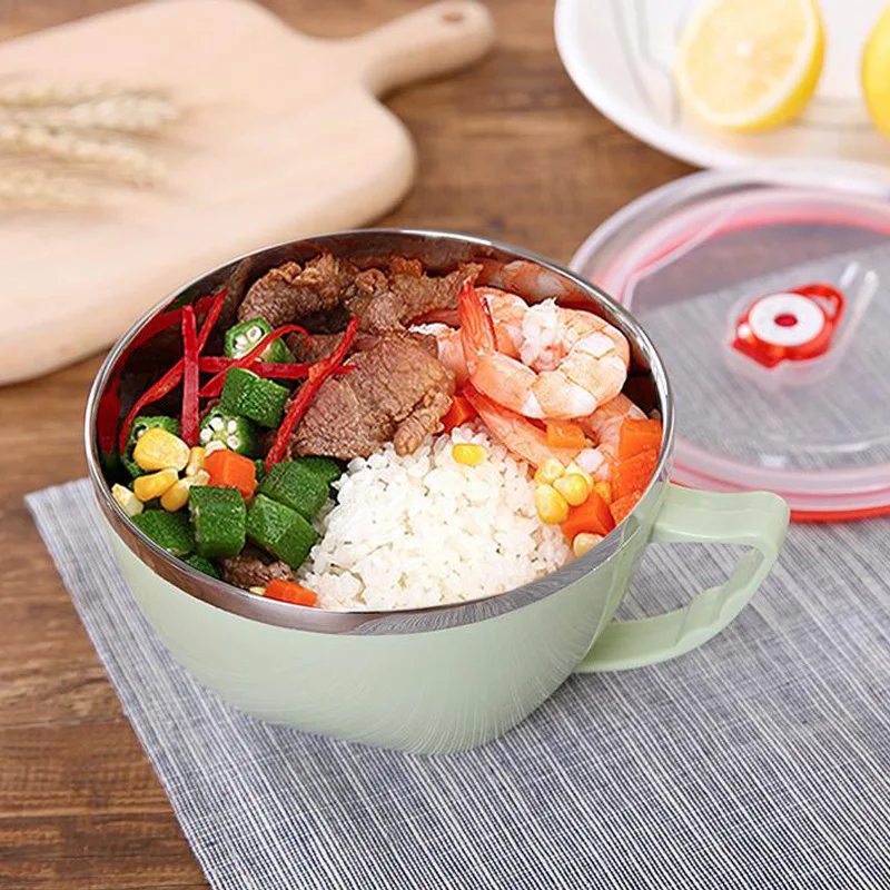 900ml Stainless Steel Bowl with Lid Handle Leak-Proof Microwavable Instant Noodle Bowl Pot Food Containers Rice Soup Bowls Green
900ml Stainless Steel Bowl with Lid Handle Leak-Proof Microwavable Instant Noodle Bowl Pot Food Containers Rice Soup Bowls Green