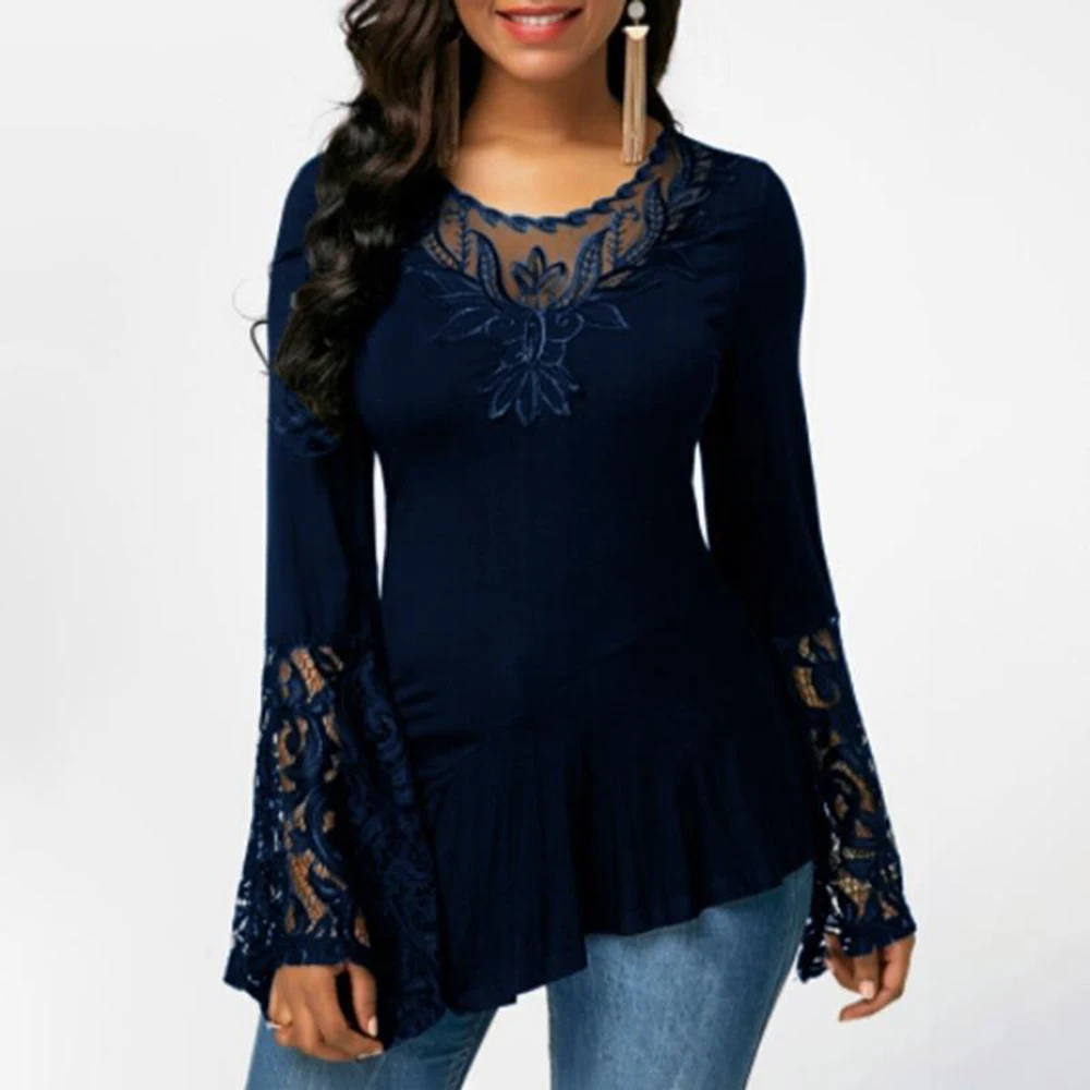 Flared Sleeve All-Season None Other Solid Pullover Round Neck T-Shirt Women Polyester Long Sleeve Lace
Flared Sleeve All-Season None Other Solid Pullover Round Neck T-Shirt Women Polyester Long Sleeve Lace