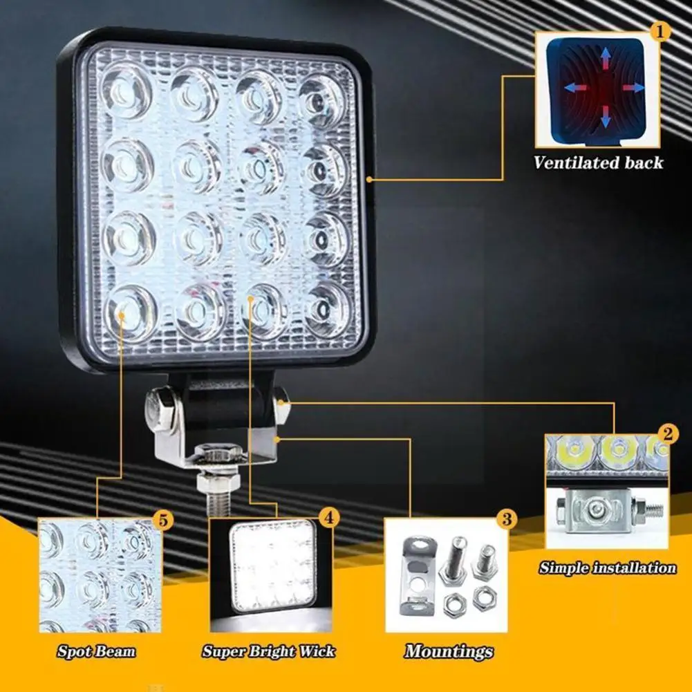 12v-24v Waterproof Led Work Light Bar Square Spotlight 48w Work Light Headlight For Truck Off Road Night Driving Light For O0j4 
12v-24v Waterproof Led Work Light Bar Square Spotlight 48w Work Light Headlight For Truck Off Road Night Driving Light For O0j4