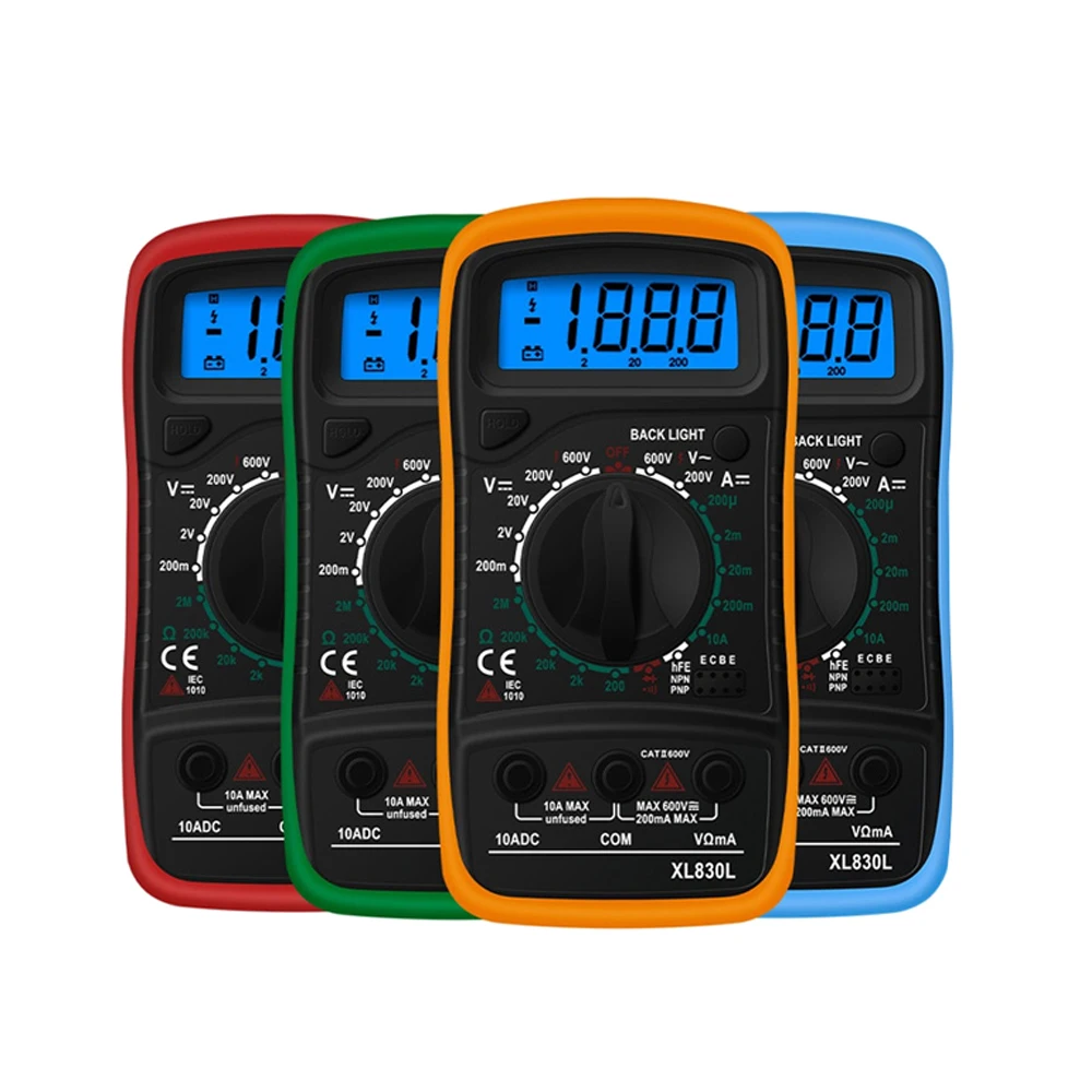 XL830L Handheld Digital Multimeter LCD Backlight Portable AC/DC Ammeter Voltmeter Ohm Voltage Tester Meter Multimetro
XL830L Handheld Digital Multimeter LCD Backlight Portable AC/DC Ammeter Voltmeter Ohm Voltage Tester Meter Multimetro