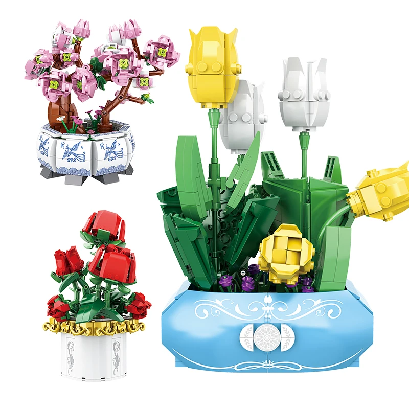 City Creativity Rose Orchid Lotus Tulip Peony Potted Flowers Home Office Ornament Building Blocks Bricks Toys Girl Gifts
City Creativity Rose Orchid Lotus Tulip Peony Potted Flowers Home Office Ornament Building Blocks Bricks Toys Girl Gifts