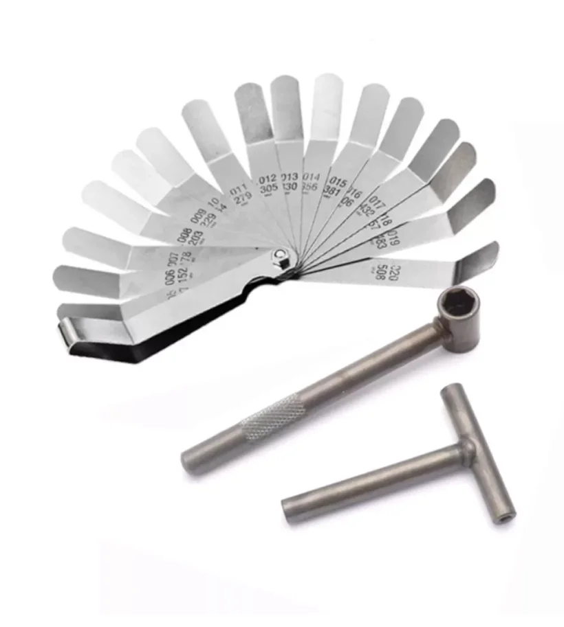 Motorcycle Engine Valve Screw Adjusting Spanner Tool Valve Clearance Adjustment Tools + Feeler Gauge 0.005 - 0.020inch
Motorcycle Engine Valve Screw Adjusting Spanner Tool Valve Clearance Adjustment Tools + Feeler Gauge 0.005 - 0.020inch