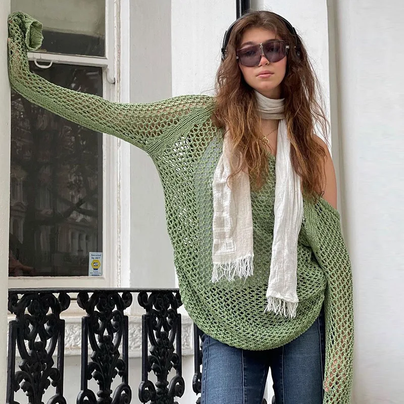 y2k Women Vintage Hollow Knitted Jumper Top Long Sleeves Hole Broken Pullover Sweater Solid Color Cardigan Top Streetwear
y2k Women Vintage Hollow Knitted Jumper Top Long Sleeves Hole Broken Pullover Sweater Solid Color Cardigan Top Streetwear