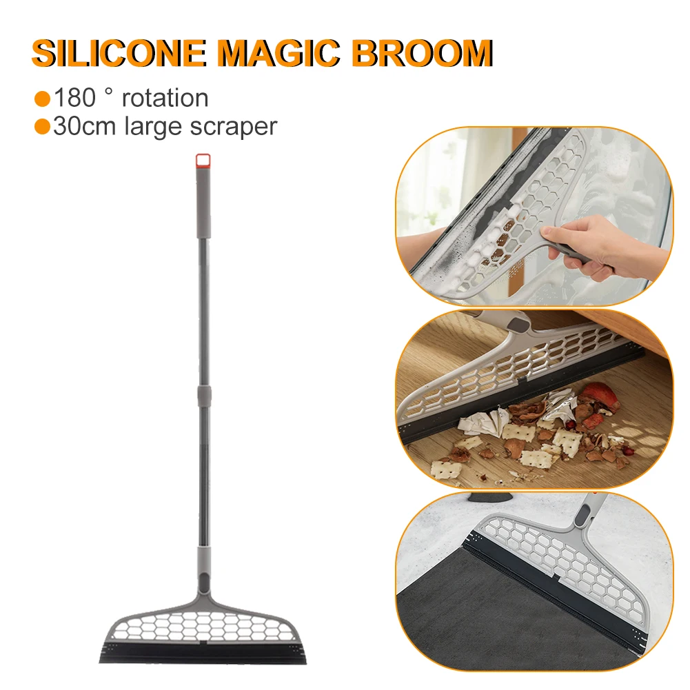 Silicone Broom Sweeper Floor Scraper Squeegee with Long Handle Floor Cleaning Hair Dust Bathroom Shower Glass Wiper Cleaner Tool
Silicone Broom Sweeper Floor Scraper Squeegee with Long Handle Floor Cleaning Hair Dust Bathroom Shower Glass Wiper Cleaner Tool