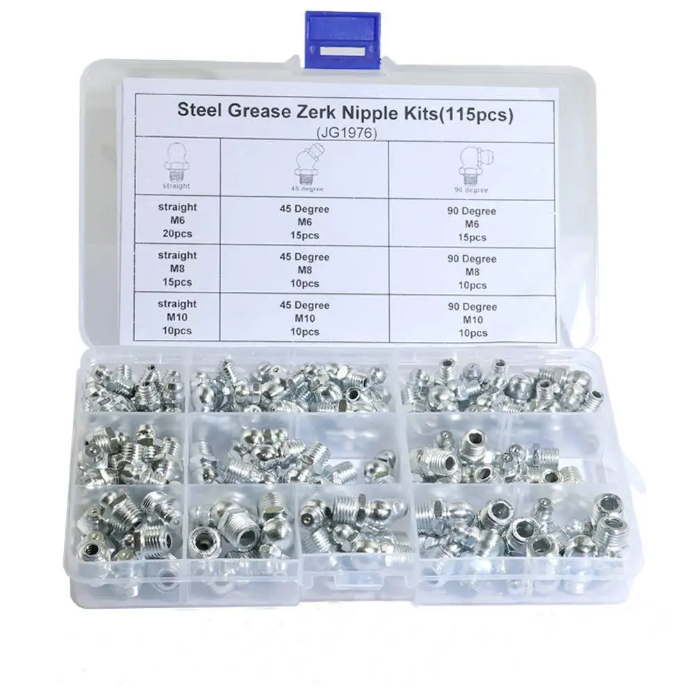 115Pcs NUTS and bolts M6/M8/M10 Metal Brass Grease FOR Zerk Grease Nipple Fitting Assortment Kits Nut and Bolt Sets dropship
115Pcs NUTS and bolts M6/M8/M10 Metal Brass Grease FOR Zerk Grease Nipple Fitting Assortment Kits Nut and Bolt Sets dropship