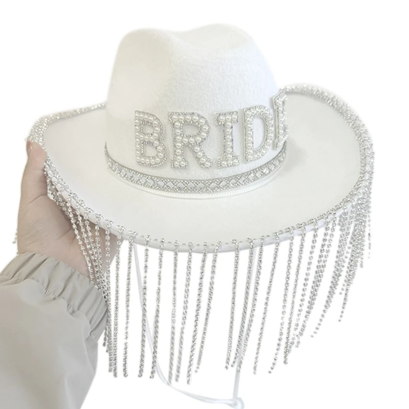 Elegant Cowgirl Hat for Bridal Shower White Cowgirl Hat Bachelorette Party Shimmering Tassels Cowgirl Hat Wide Brim
Elegant Cowgirl Hat for Bridal Shower White Cowgirl Hat Bachelorette Party Shimmering Tassels Cowgirl Hat Wide Brim