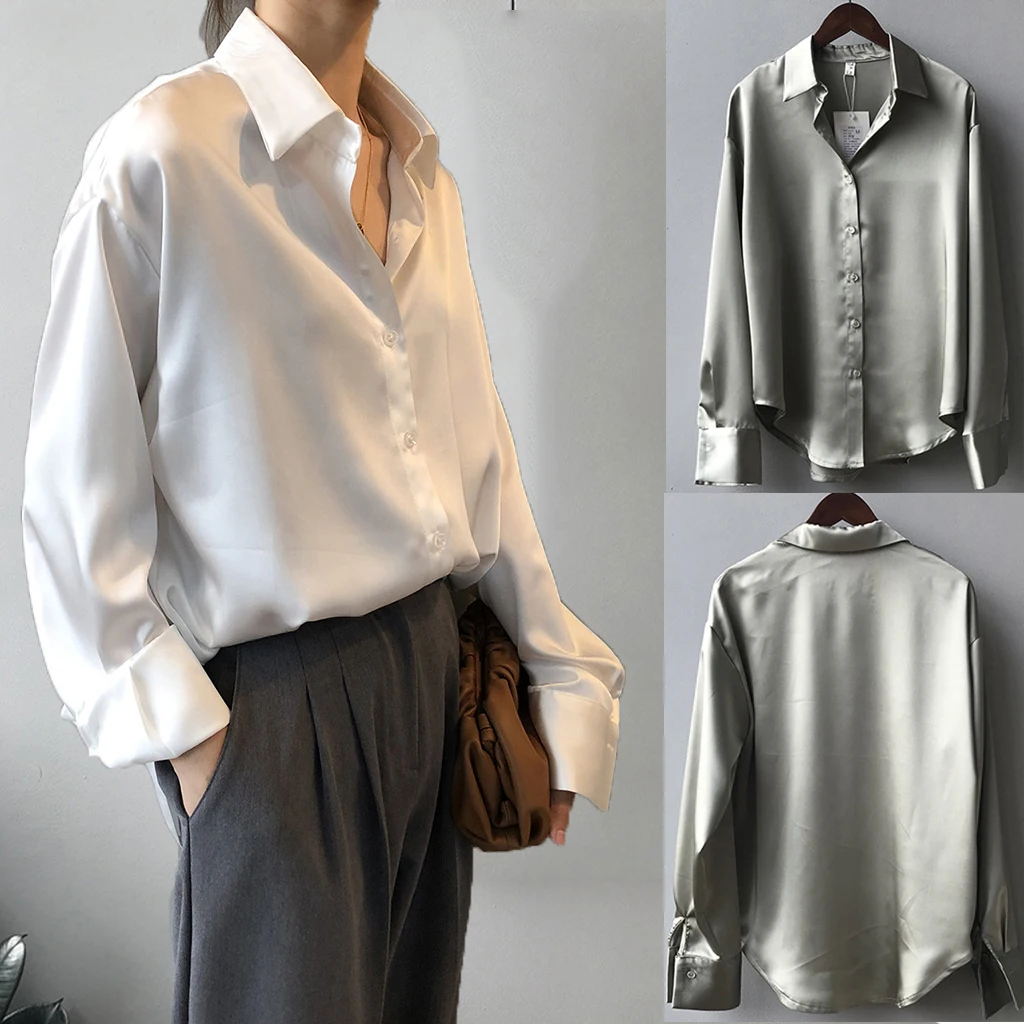 2023 Autumn Fashion Button Up Satin Silk Shirt Spring Vintage Blouse Women White Lady Long Sleeves Female Loose Street Shirts
2023 Autumn Fashion Button Up Satin Silk Shirt Spring Vintage Blouse Women White Lady Long Sleeves Female Loose Street Shirts