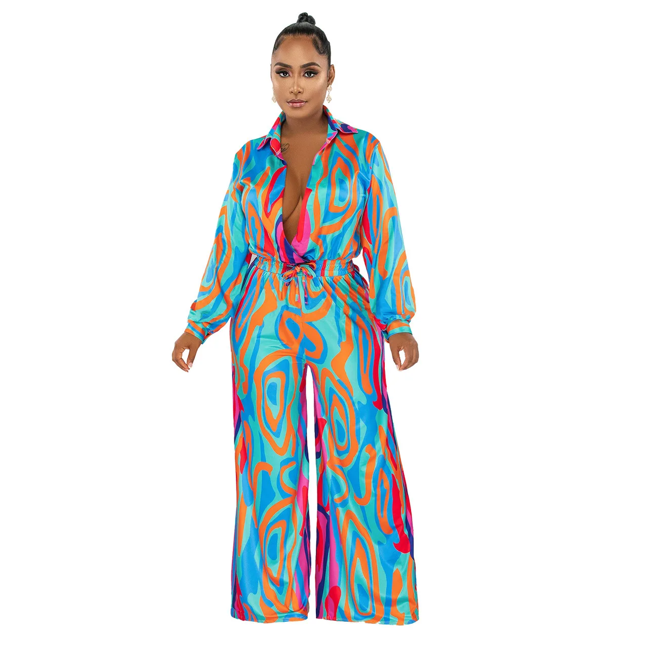 Женский слитный комбинезон с принтом, повседневный Свободный комбинезон с V-образным вырезом, длинными рукавами и широкими штанинами, комбинезоны с отложным воротником, 2023
Женский слитный комбинезон с принтом, повседневный Свободный комбинезон с V-образным вырезом, длинными рукавами и широкими штанинами, комбинезоны с отложным воротником, 2023