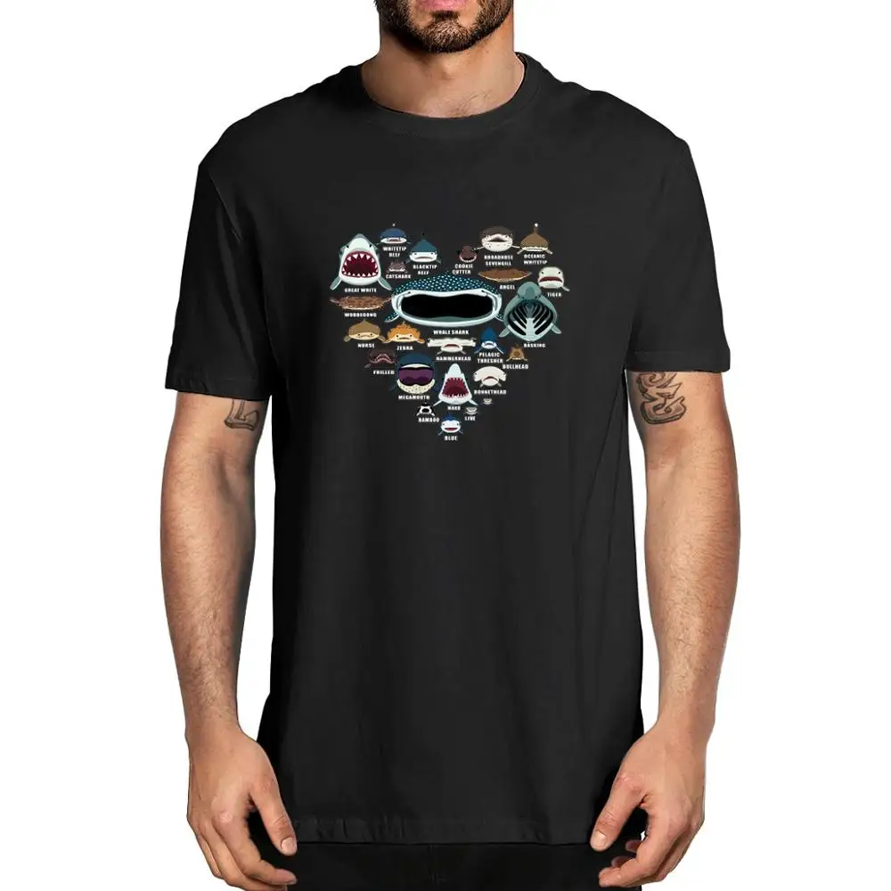 2020 fashion top Men's 100% cotton T-Shirt Heart Love Shark Faces Printed Funny women Soft tee Sharks Marine life Lovers
2020 fashion top Men's 100% cotton T-Shirt Heart Love Shark Faces Printed Funny women Soft tee Sharks Marine life Lovers
