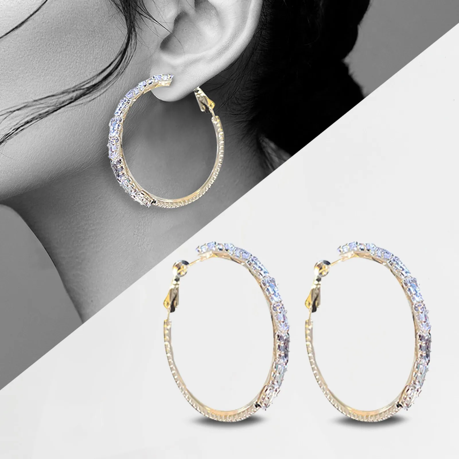 2023 New Cubic Zirconia Zircon Earrings Large Circle Earrings Women's Jewelry Banquet Exaggerate Luxury Bride's Wedding Earrings
2023 New Cubic Zirconia Zircon Earrings Large Circle Earrings Women's Jewelry Banquet Exaggerate Luxury Bride's Wedding Earrings