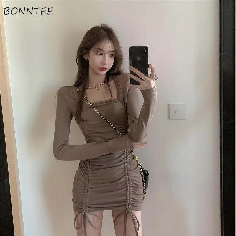 Dresses Women Club Party Long Sleeve Mini Holiday Sexy Streetwear Square Collar Sheath Fashion Shirring Vintage New Solid Tunic
Dresses Women Club Party Long Sleeve Mini Holiday Sexy Streetwear Square Collar Sheath Fashion Shirring Vintage New Solid Tunic