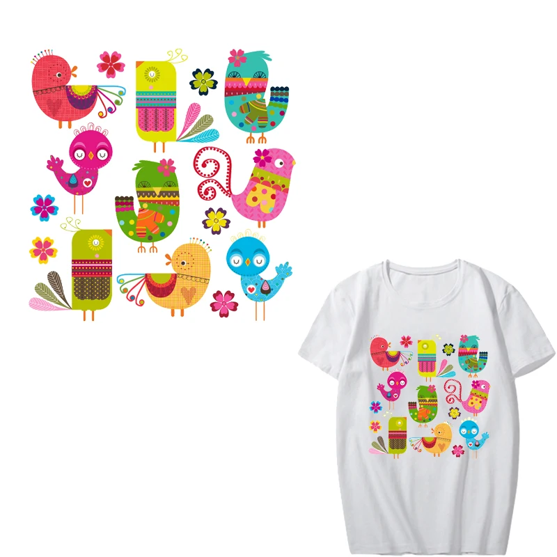 DIY T-shirt Heat Transfer Vinyl Washable Stickers Badges Applique Thermal Press Iron on Cartoon Bird Patches for Kids Clothing
DIY T-shirt Heat Transfer Vinyl Washable Stickers Badges Applique Thermal Press Iron on Cartoon Bird Patches for Kids Clothing