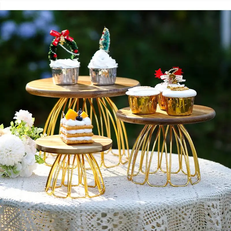 

Wood High Feet Cake Stand Dim Sum Plate Ceramic Fruit Plate Dessert Plates Snack Tray Display Stand Bread Dish Refreshment Tray