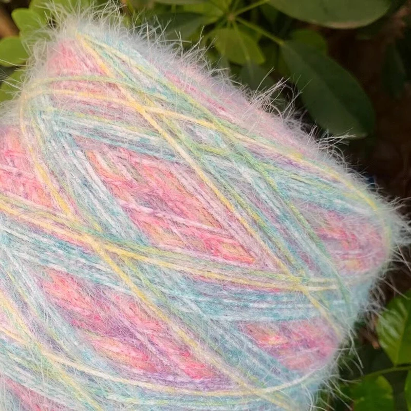 

500g Rainbow Space Dye Plush Feather Yarn for Knitting Fancy Tubular Yarn Hand Sewing Weaving Crochet Knit Thread