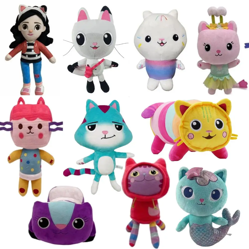 

Anime gabbys dollhouse Plush Toy Mercat Cartoon Stuffed Animals Smiling Cat Car Cat Hug Gaby Girl Dolls Kids Birthday Fans Gifts