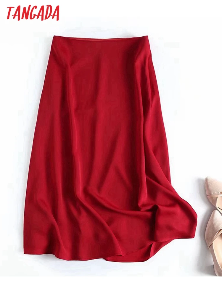 Tangada 2022 new women red satin midi skirt vintage side zipper ladies chic mid calf skirts 4C03
Tangada 2022 new women red satin midi skirt vintage side zipper ladies chic mid calf skirts 4C03