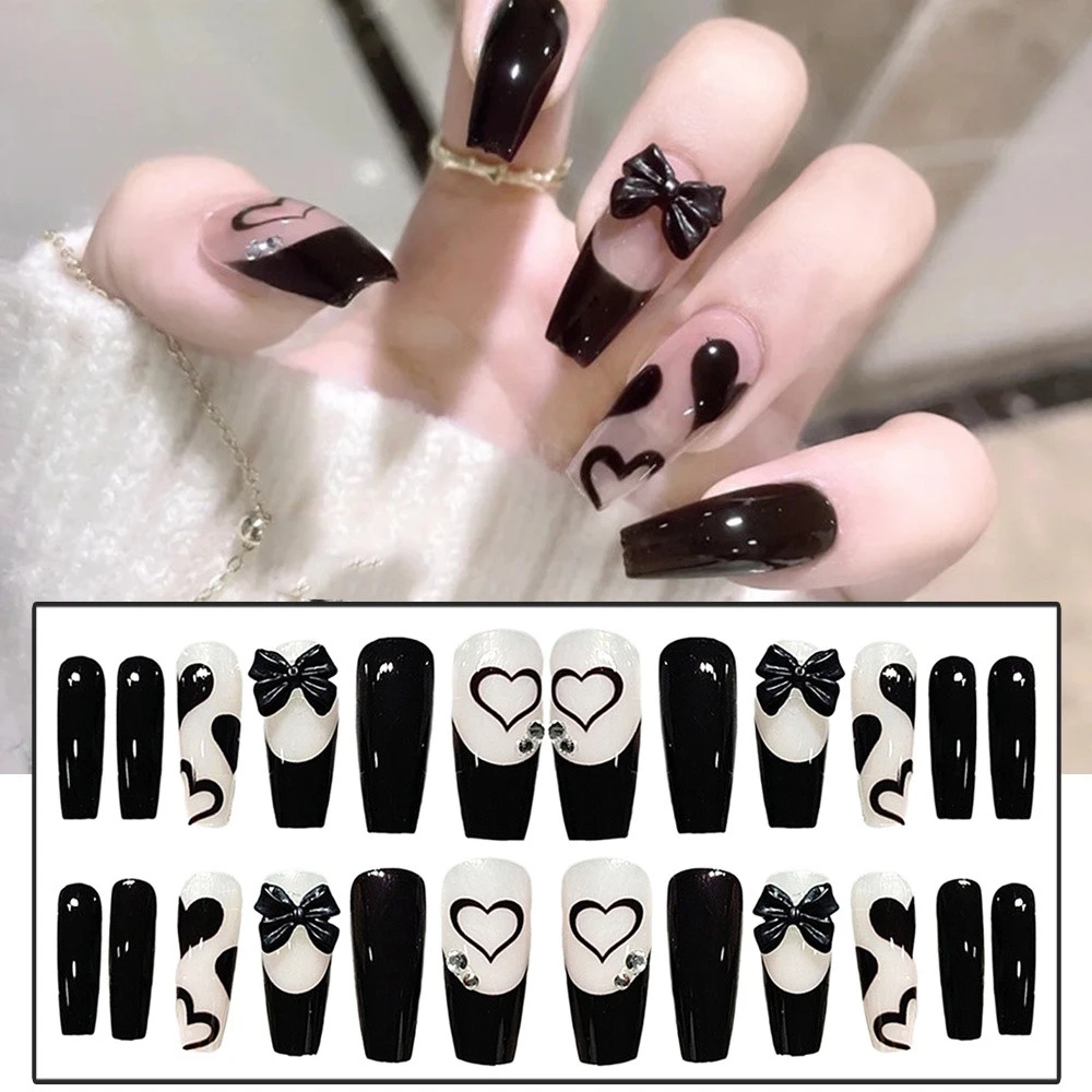Reusable Black Blue Green Series Fake Nails Set press on Full Cover Fake Nail Tips with Glue Nail Art Manicure Supply 24pcs/Box
Reusable Black Blue Green Series Fake Nails Set press on Full Cover Fake Nail Tips with Glue Nail Art Manicure Supply 24pcs/Box