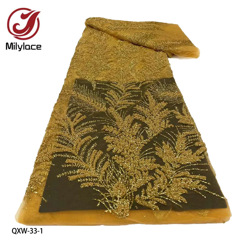 Latest African Net Lace Fabric High Quality Beads Nigerian Lace Fabrics French Tulle Lace Material for Party QXW-33
Latest African Net Lace Fabric High Quality Beads Nigerian Lace Fabrics French Tulle Lace Material for Party QXW-33