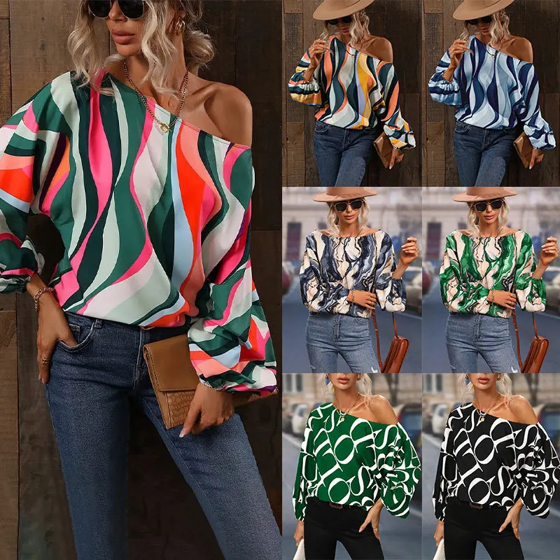 Fashion Women's Tops One Word Off-shoulder Loose Lantern Long Sleeve Top for Women T-shirt Printed Casual Woman Shirt Tee Shirt
Fashion Women's Tops One Word Off-shoulder Loose Lantern Long Sleeve Top for Women T-shirt Printed Casual Woman Shirt Tee Shirt